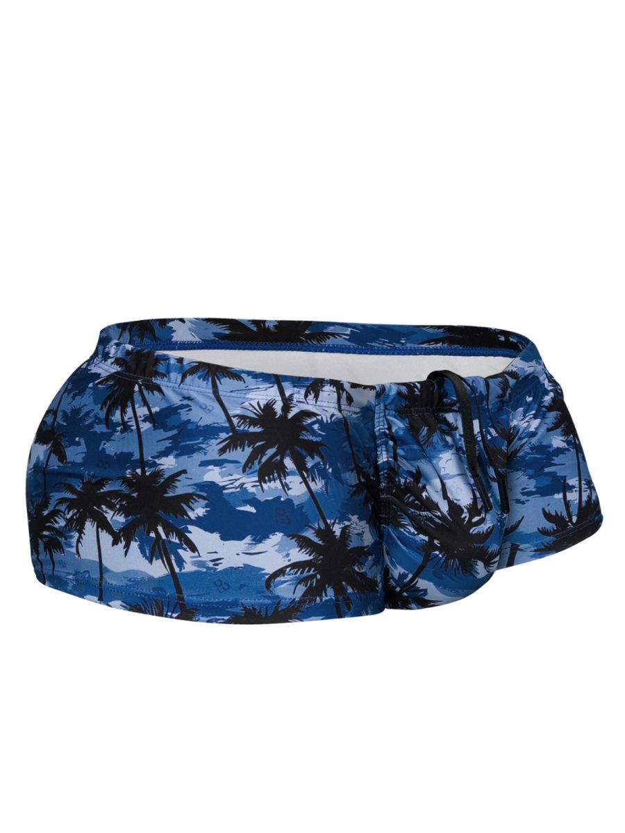 ErgoWear EW1825 Tropical Camo Male Swim Trunks Dark Blue Palms