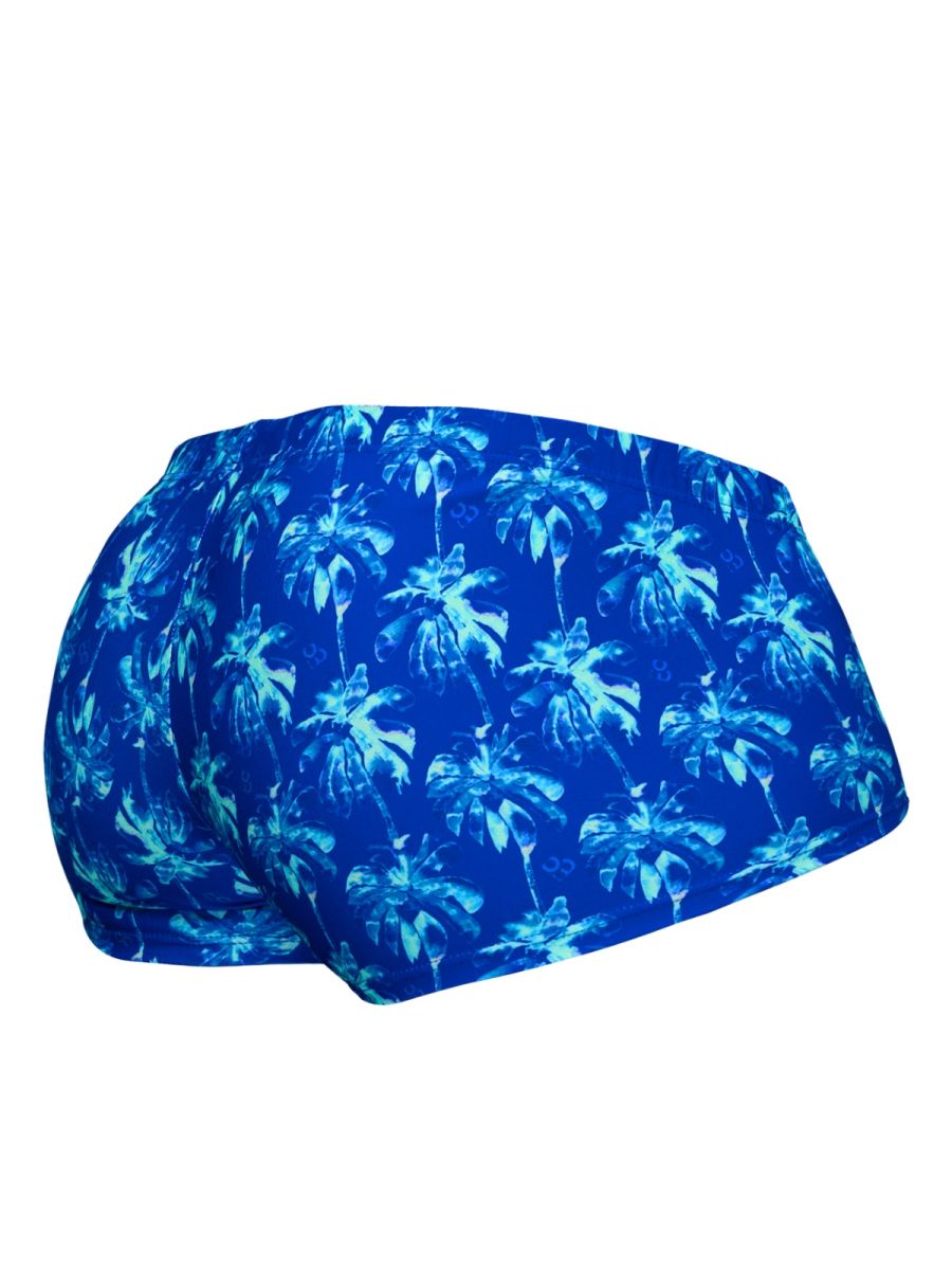 ErgoWear EW1827 Mens 4-Way Stretch Swim Trunks Royal Blue Palms