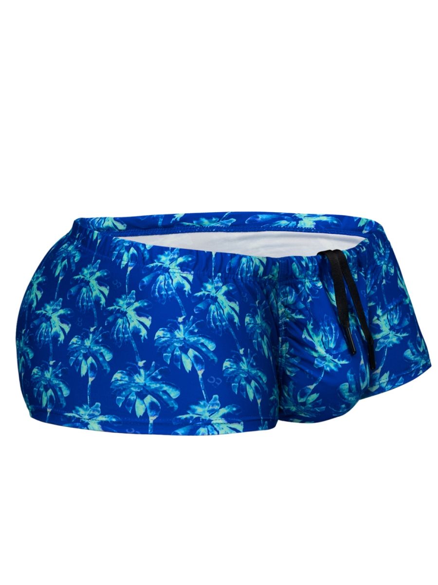 ErgoWear EW1827 Mens 4-Way Stretch Swim Trunks Royal Blue Palms