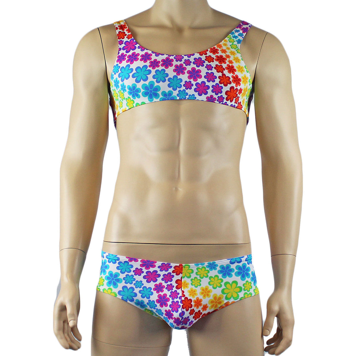 Mens Flower Girl Crop Top Bra & Boxer Brief