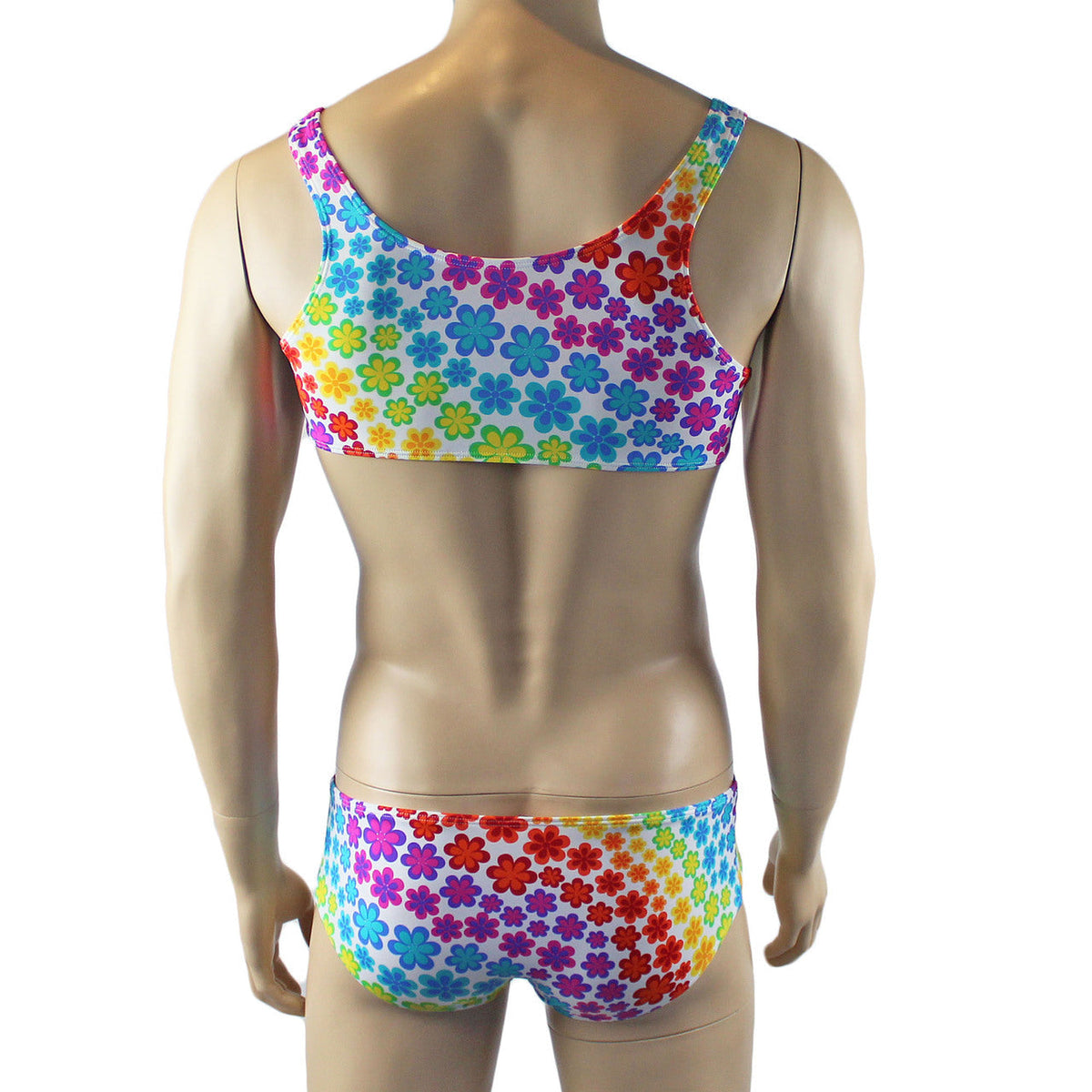 Mens Flower Girl Crop Top Bra & Boxer Brief