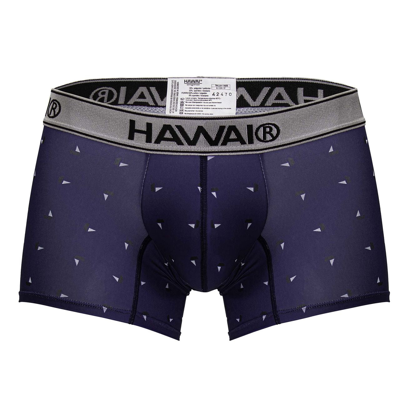 HAWAIR 42470 Printed Microfiber Trunks for Men Dark Blue