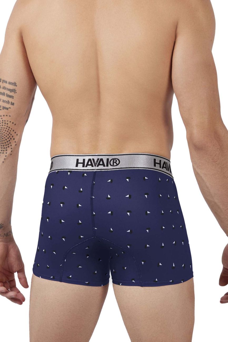 HAWAIR 42470 Printed Microfiber Trunks for Men Dark Blue