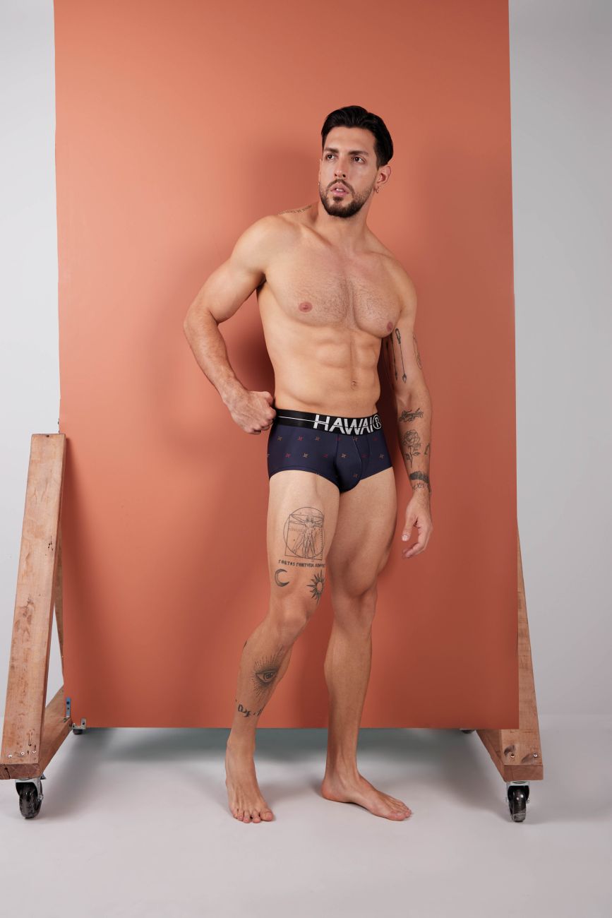 HAWAIR 42530 Printed Microfiber Briefs Dark Blue