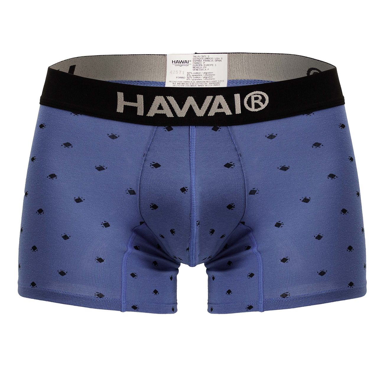 HAWAIR 42571 Cotton Blend Male Daily Wear Trunks Blue Quartz