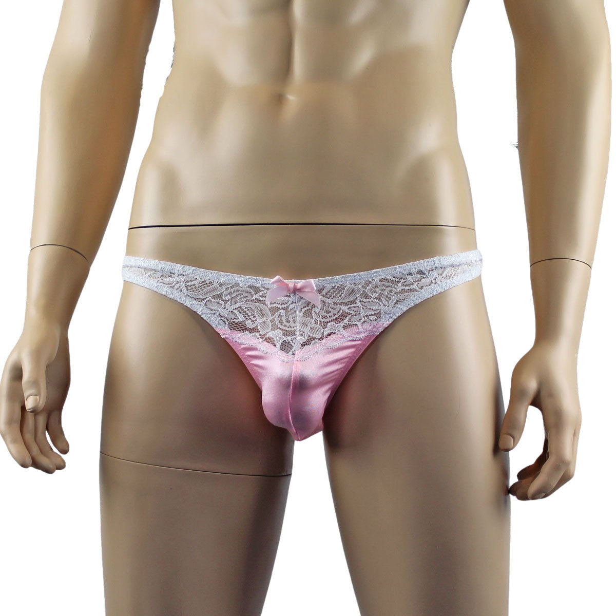 Mens Joanne Underwear Lacey Lovelies Thong Light Pink and White Lace