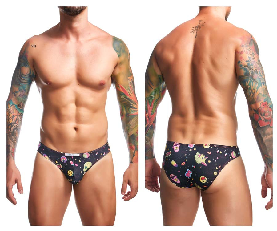 JUSTIN+SIMON XSJ01 Classic Silky Bikini Psycodelic Black Plus Sizes