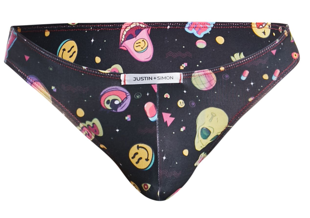 JUSTIN+SIMON XSJ01 Classic Silky Bikini Psycodelic Black Plus Sizes