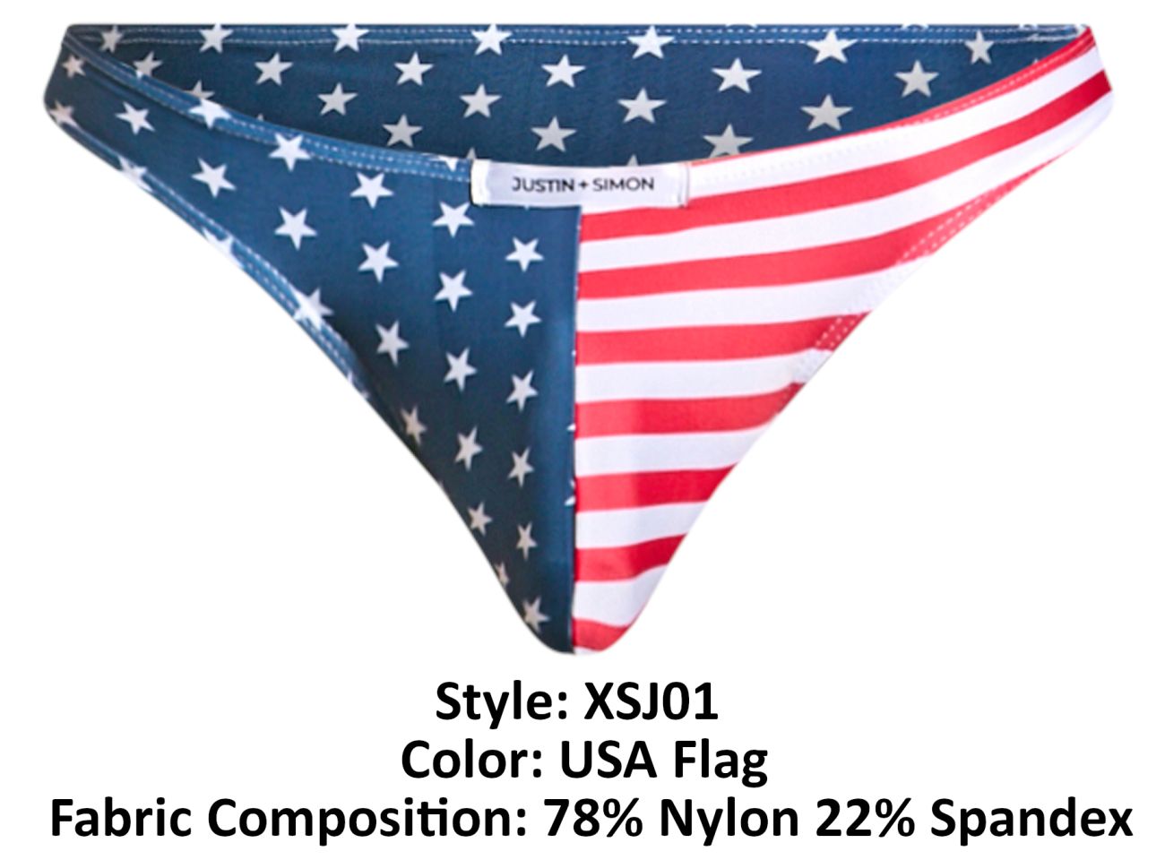 JUSTIN+SIMON XSJ01 Classic Silky Bikini USA Flag Plus Sizes