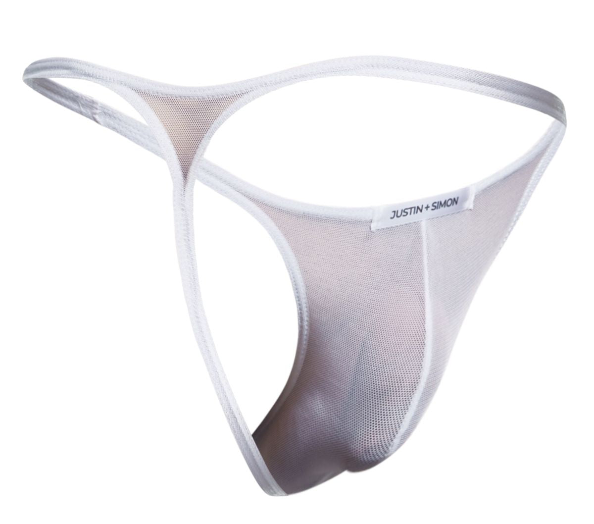 JUSTIN+SIMON XSJ03 Silky Sexy Thongs White Mesh Plus Sizes