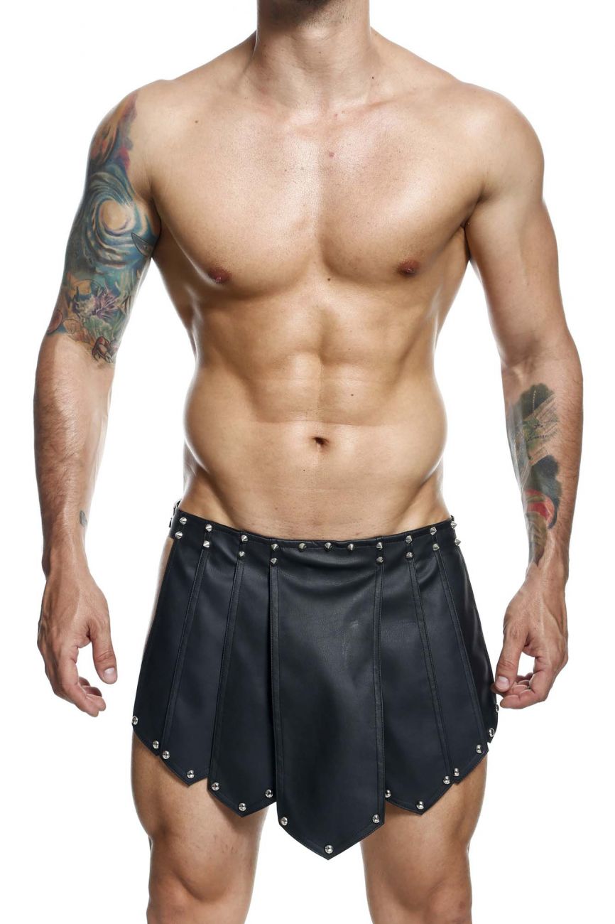 MaleBasics DMBL10 DNGEON Leather Look Roman Skirt Black