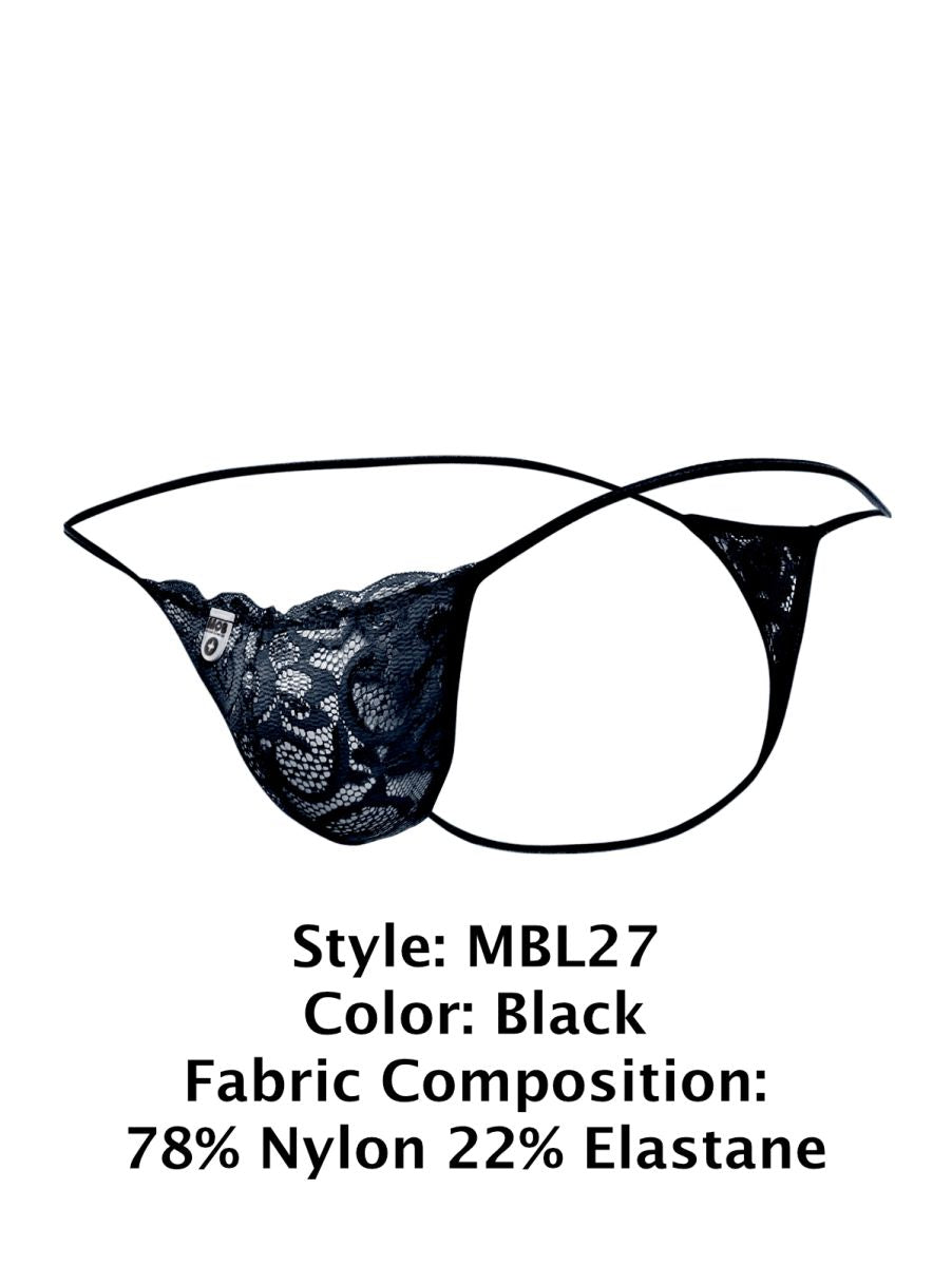 MaleBasics MBL27 Mens Sexy Floral Lace Thongs Black