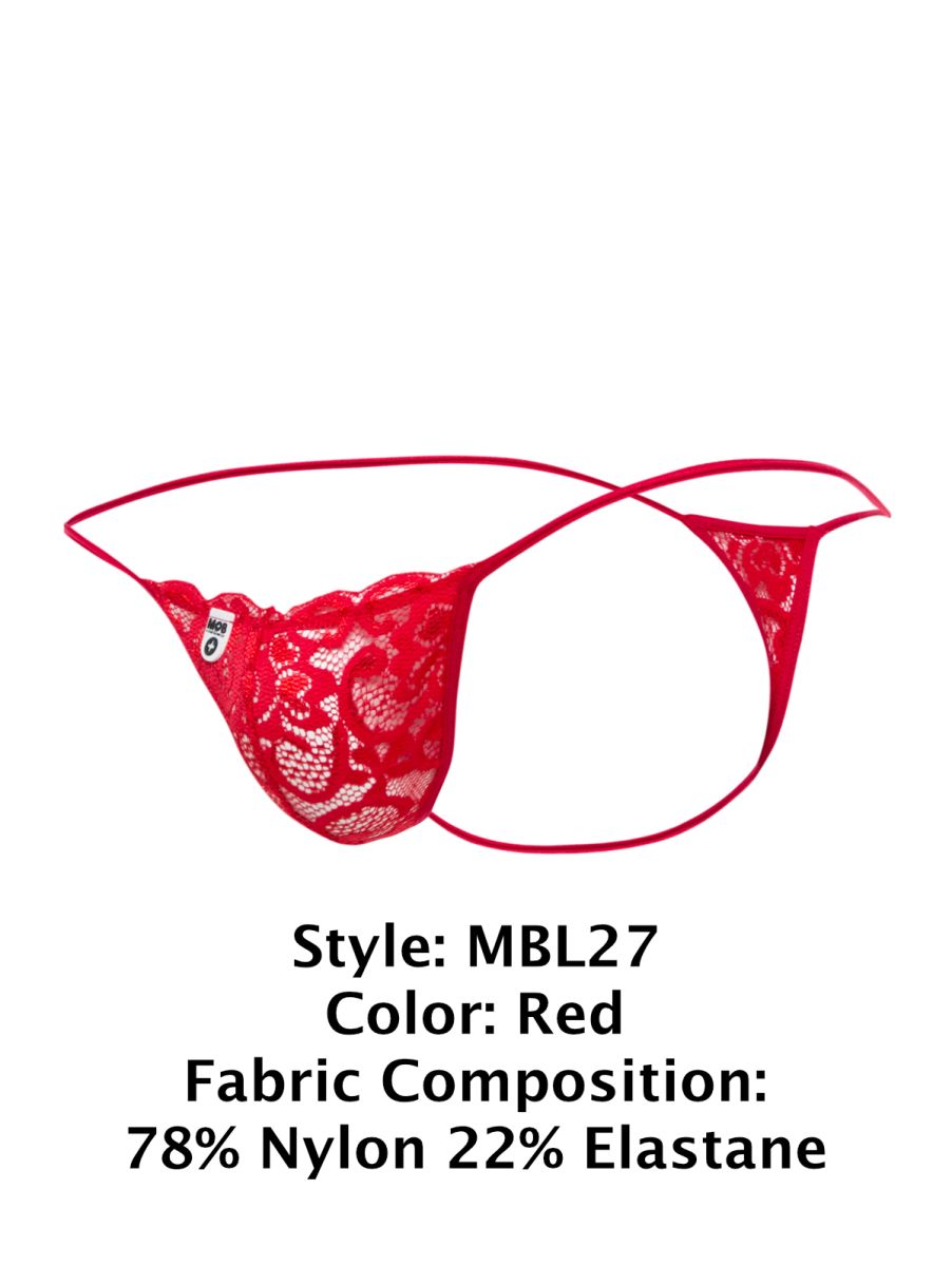 MaleBasics MBL27 Mens Sexy Floral Lace Thongs Red
