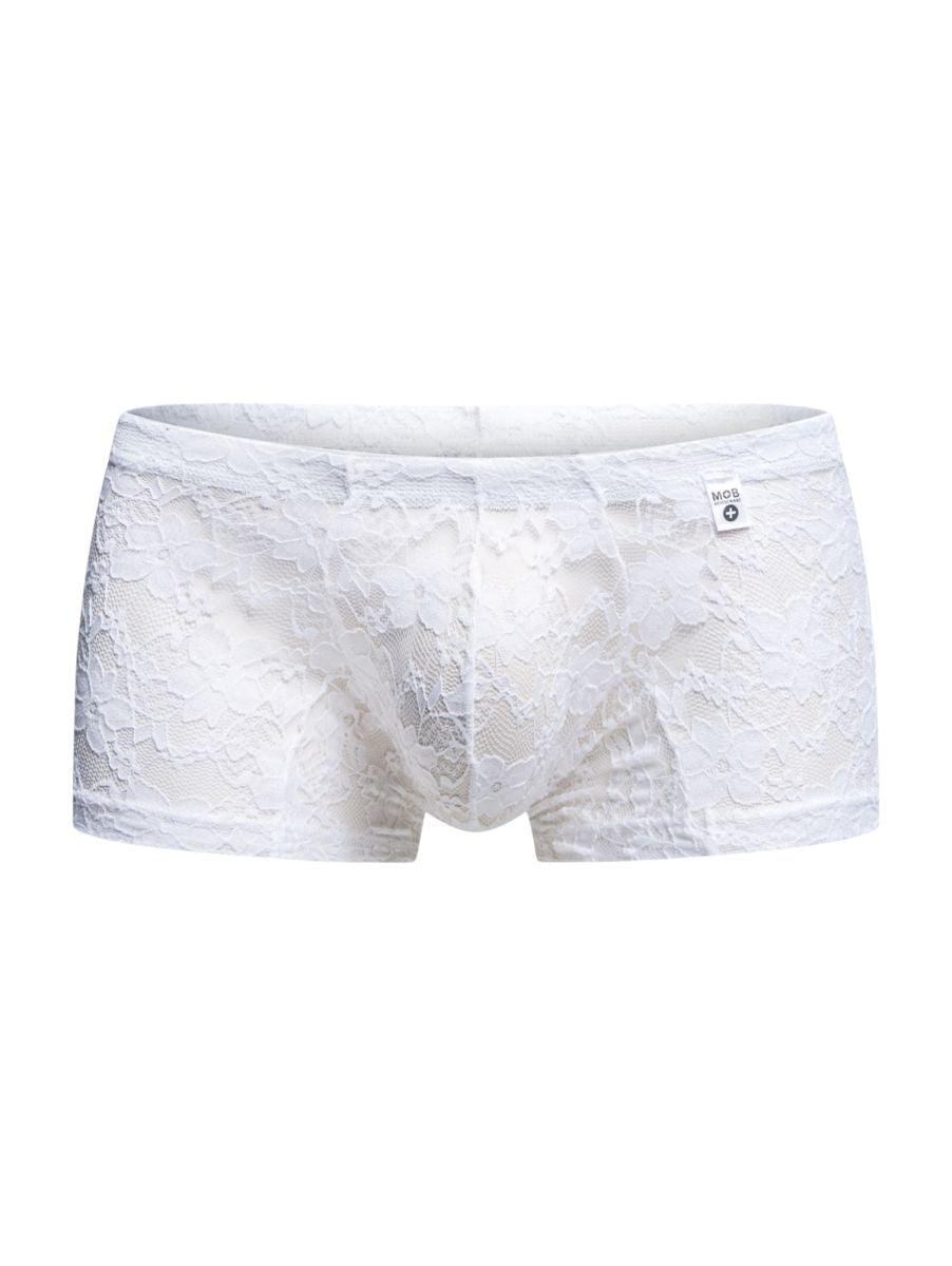 MaleBasics MBL78 Mens Sexy Barely There Trunks White Lace