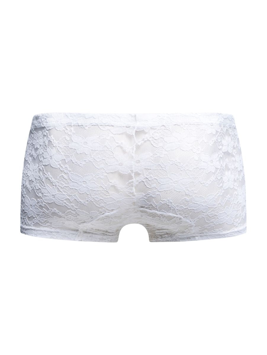 MaleBasics MBL78 Mens Sexy Barely There Trunks White Lace
