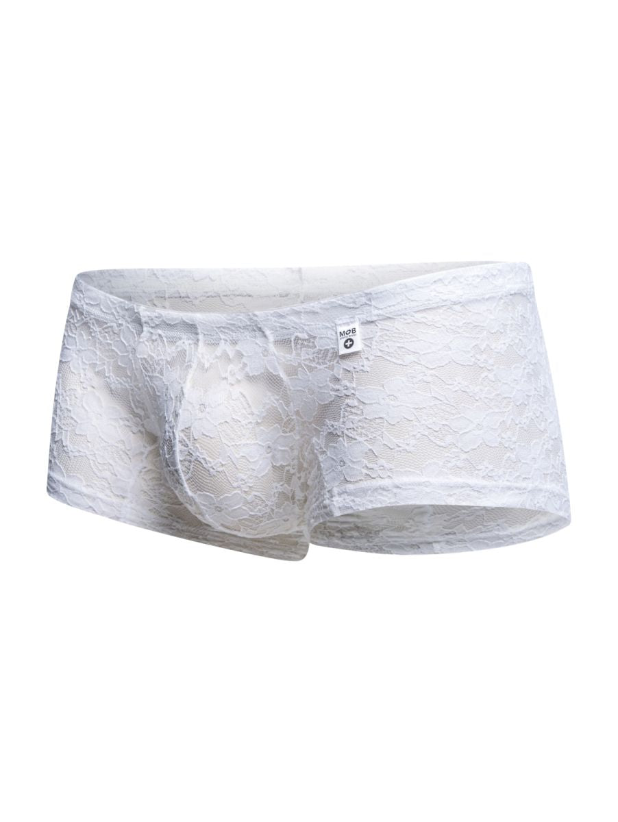MaleBasics MBL78 Mens Sexy Barely There Trunks White Lace
