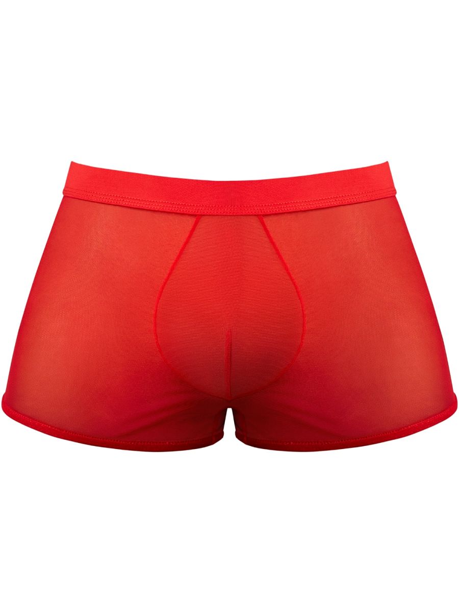 Male Power 145-307 Mens Sheer See-through Mesh 2 Mini Short Red