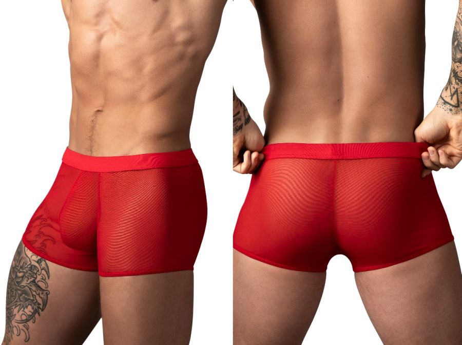 Male Power 145-307 Mens Sheer See-through Mesh 2 Mini Short Red