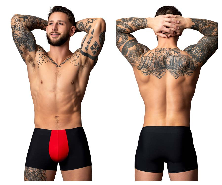 Male Power 154-300 Mens Hot Mesh Pouch Short Black-Red