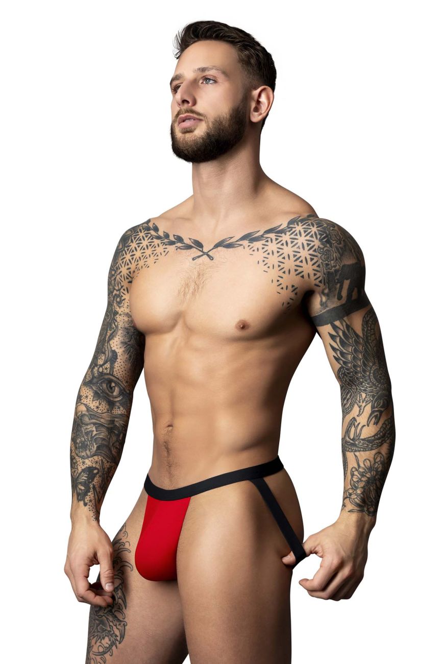 Male Power 349-300 Hot Mens Mesh Jock Black-Red