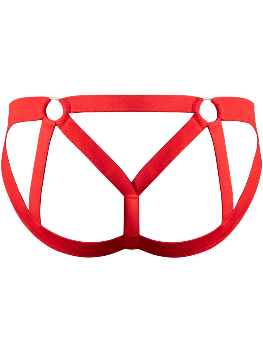 Male Power 352-307 Mens Sheer Mesh 2 Strappy Ring Jock Red