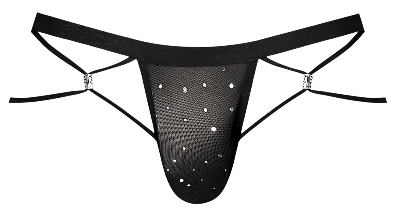 Male Power 384-288 Show Stopper Jock Black Silver Mesh Dot