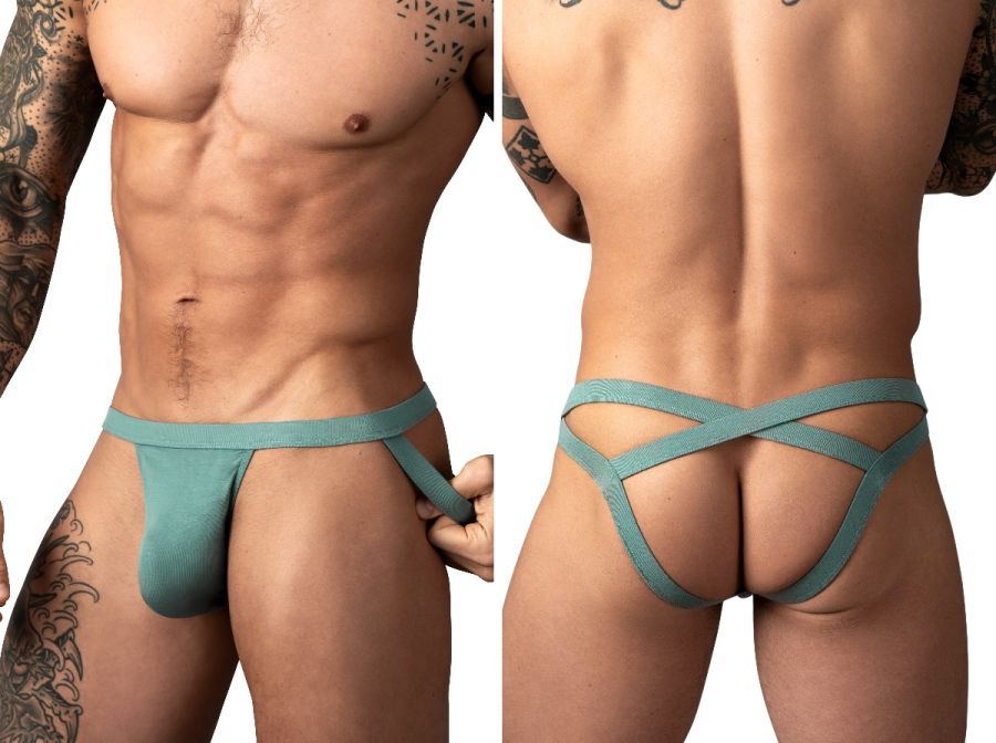 Male Power 394-308 Mens Strappy Back Eco Cozy Jock Green