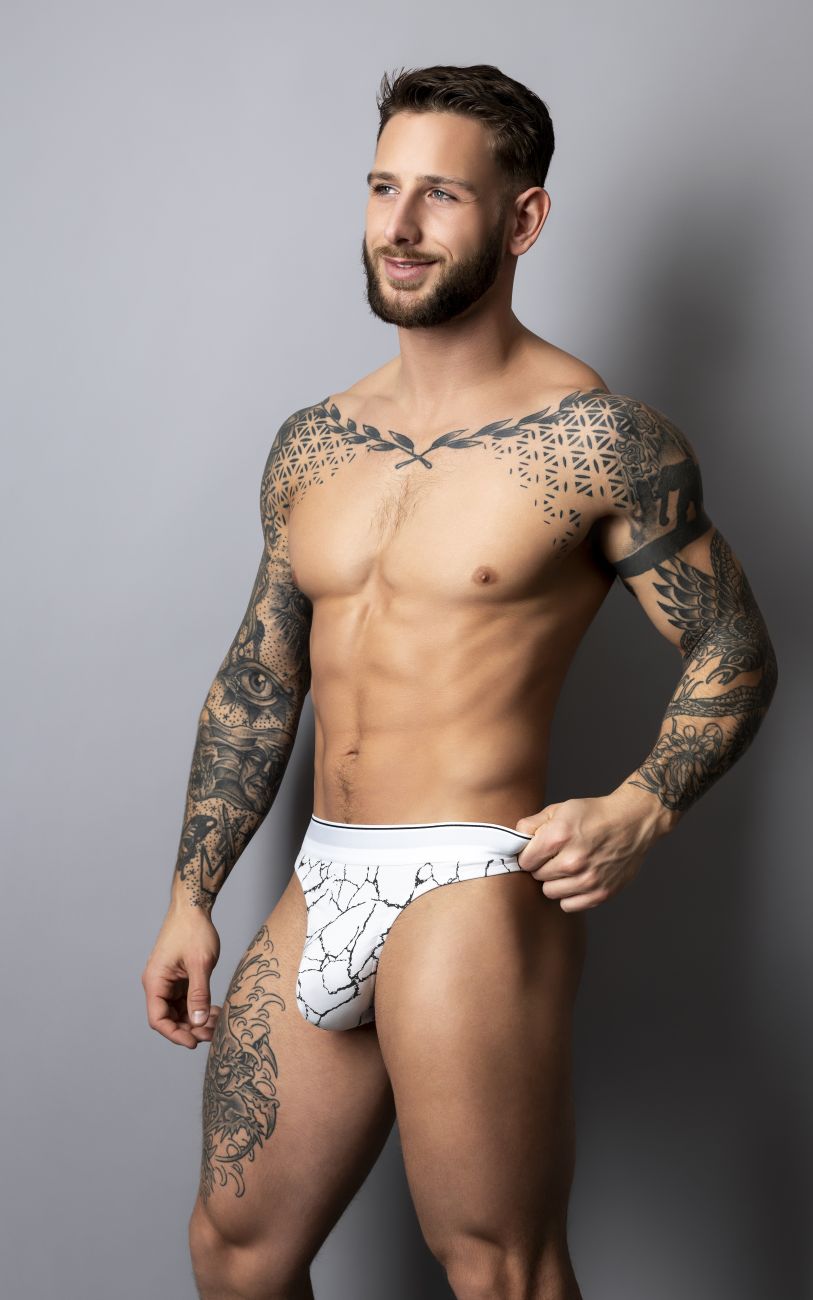 Male Power 412-299 Soo Cumfy Male Thong White-Black