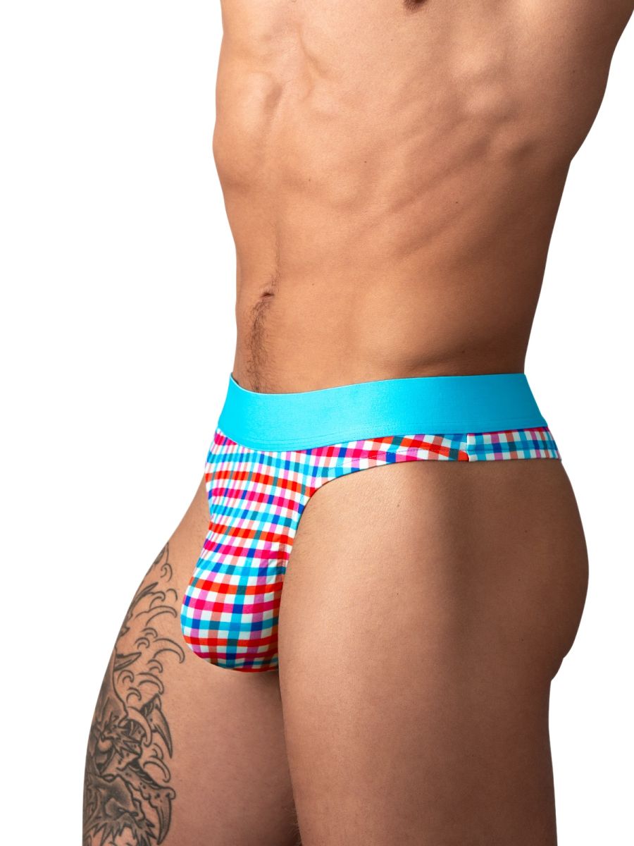 Male Power 412-306 Mens So Comfy Gingham Thong Multi Color