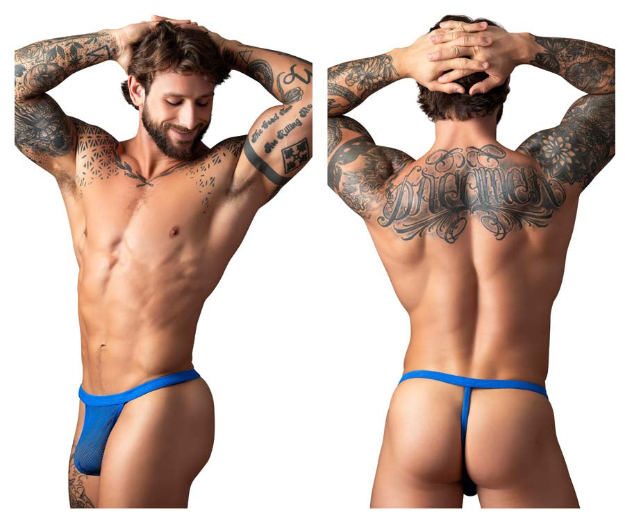 Male Power 449-11C Mens See Through Fishnet G-String Royal