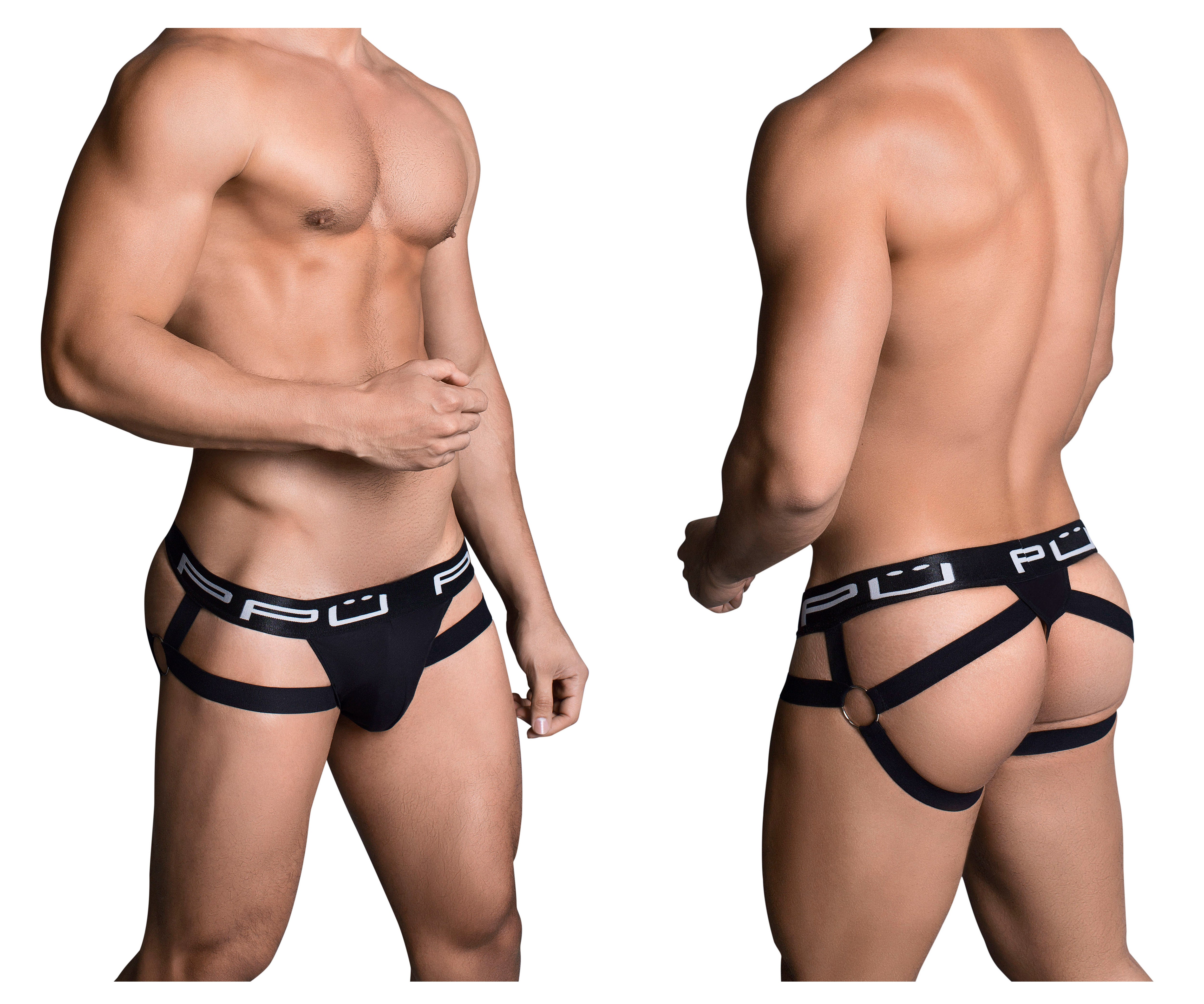 PPU 1707 Jockstrap with Straps Mens Sexy Undrwear Black