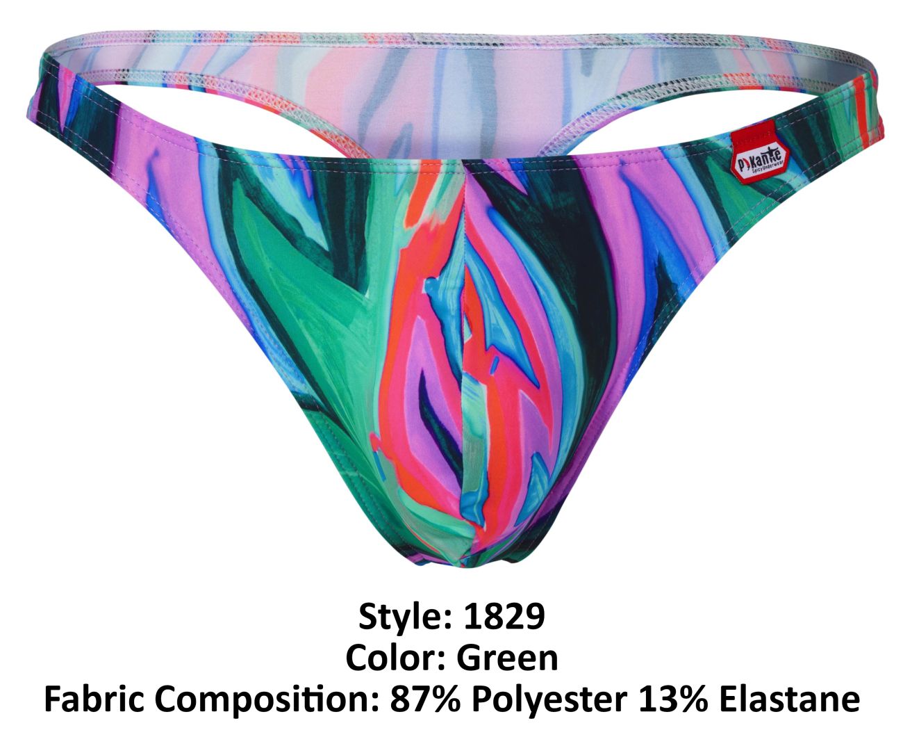 Pikante 1829 Mens Abstract Colourful Festive Thongs Green Multi