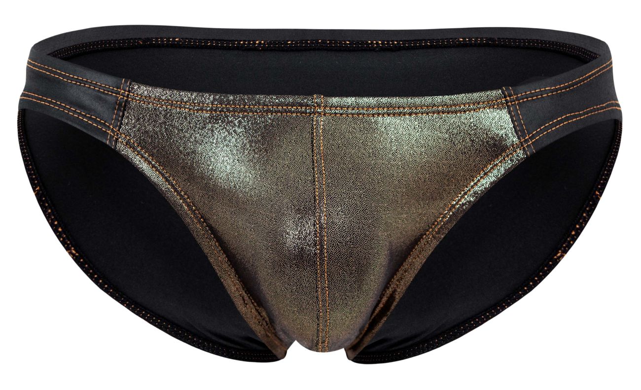 Pikante 2121 Glitters Mens Metallic Gold Front Briefs Black