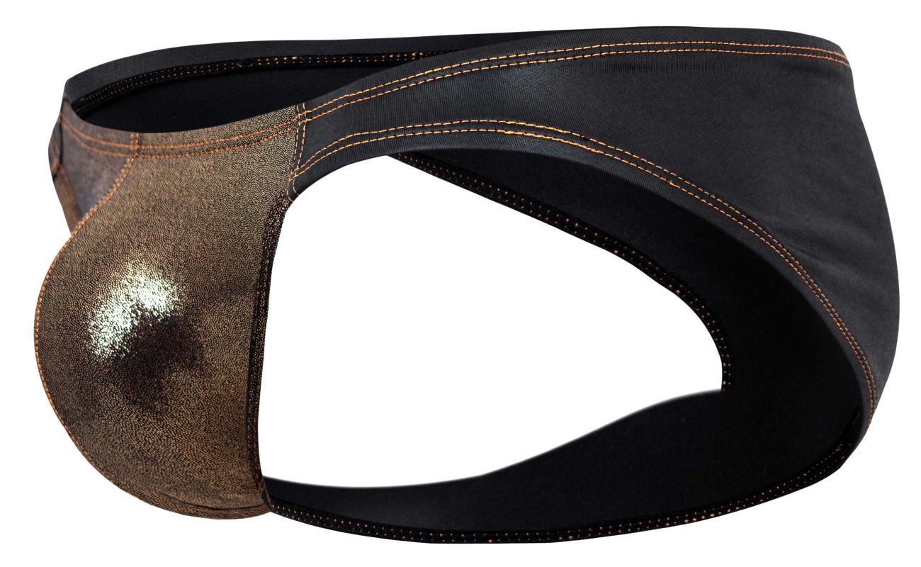 Pikante 2121 Glitters Mens Metallic Gold Front Briefs Black
