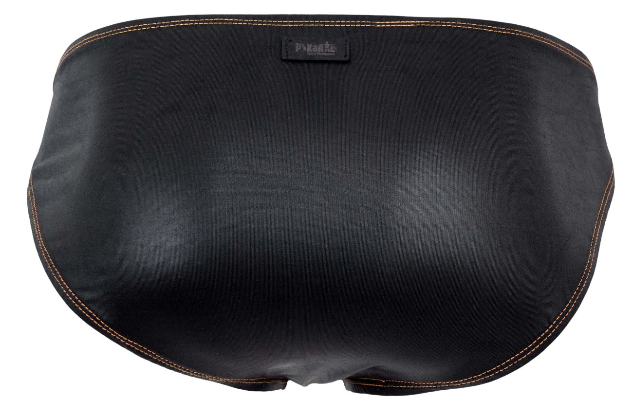 Pikante 2121 Glitters Mens Metallic Gold Front Briefs Black