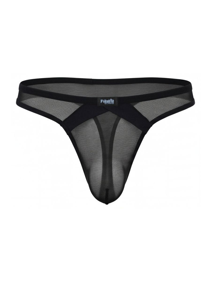 Pikante PIK 26098 Sobek Mens Modern and Sleek Sheer Thongs Black