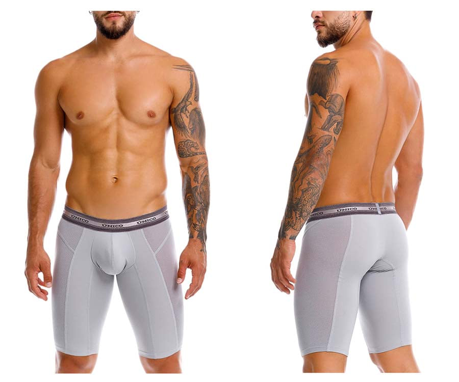 Unico 25040100323 Albaricoque Mens Long Leg Boxer Briefs Gray Plus Sizes