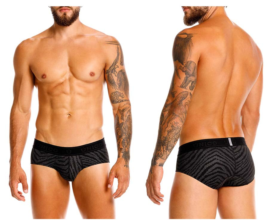 Unico 25050101104 Zelmur Mens Sleek Briefs Black Plus Sizes