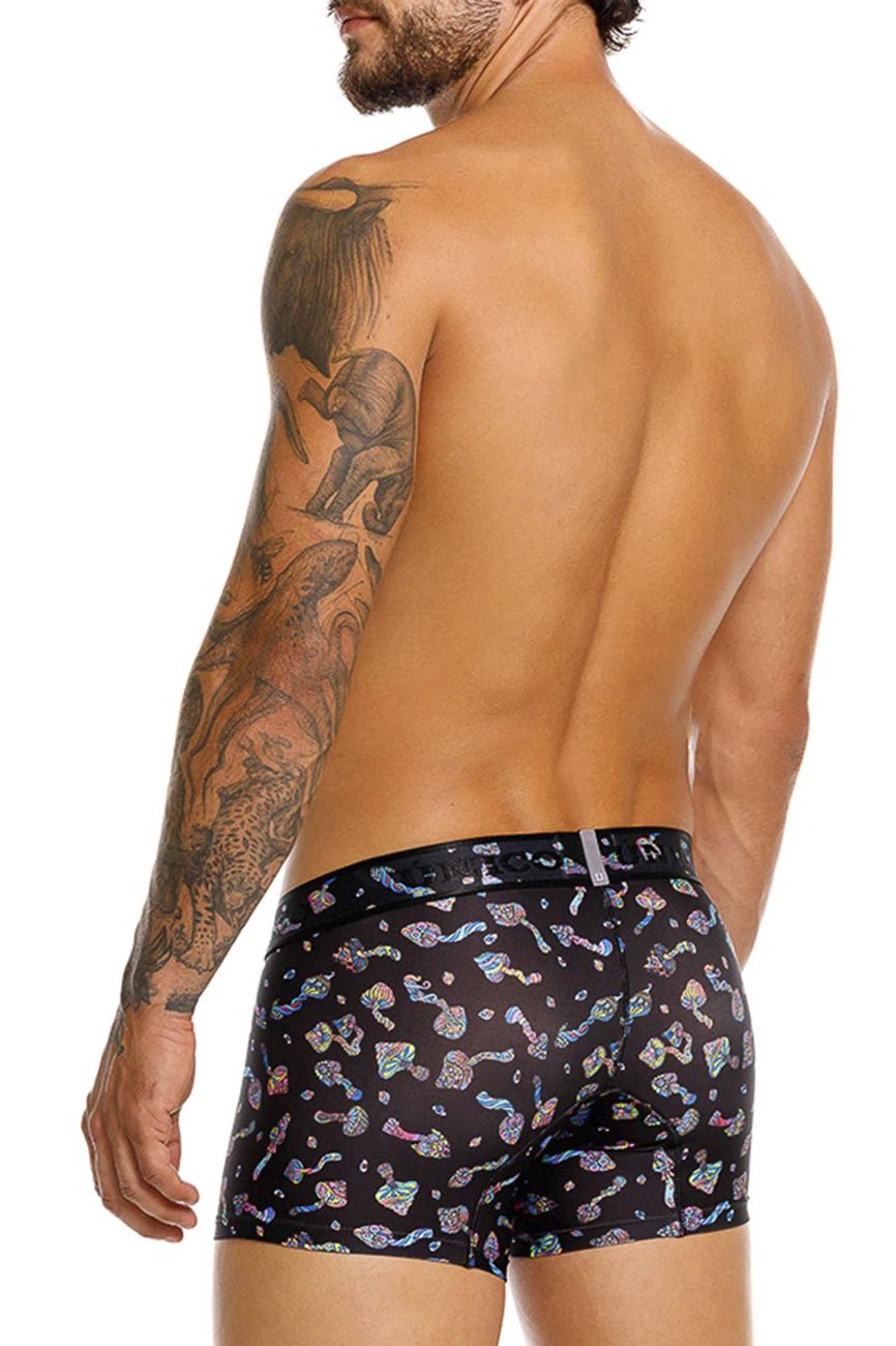 Unico 25060100103 Hongos Mens Vibrant Print Trunks Black Plus Sizes
