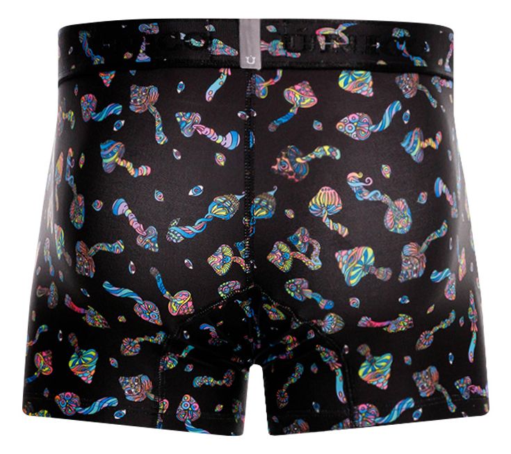 Unico 25060100103 Hongos Mens Vibrant Print Trunks Black Plus Sizes