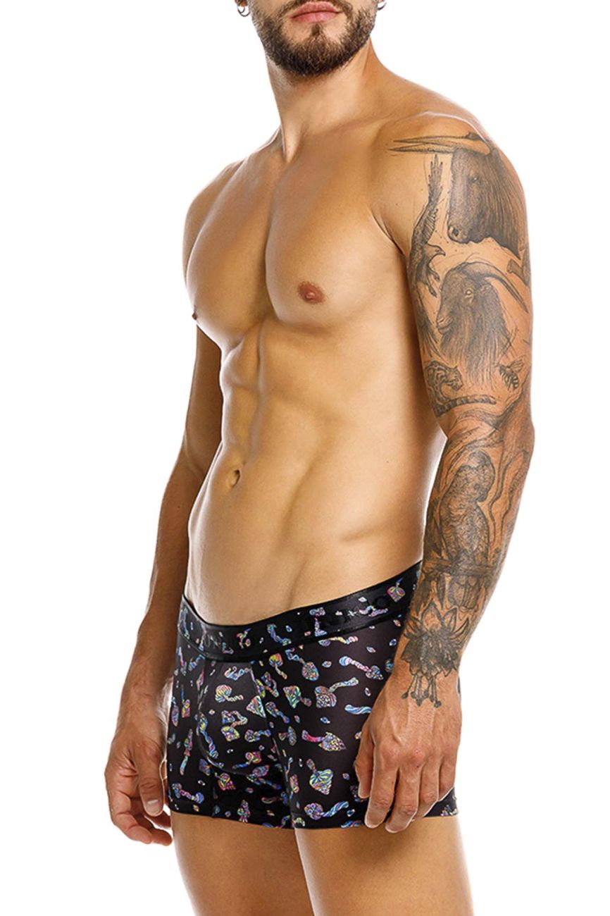 Unico 25060100103 Hongos Mens Vibrant Print Trunks Black Plus Sizes