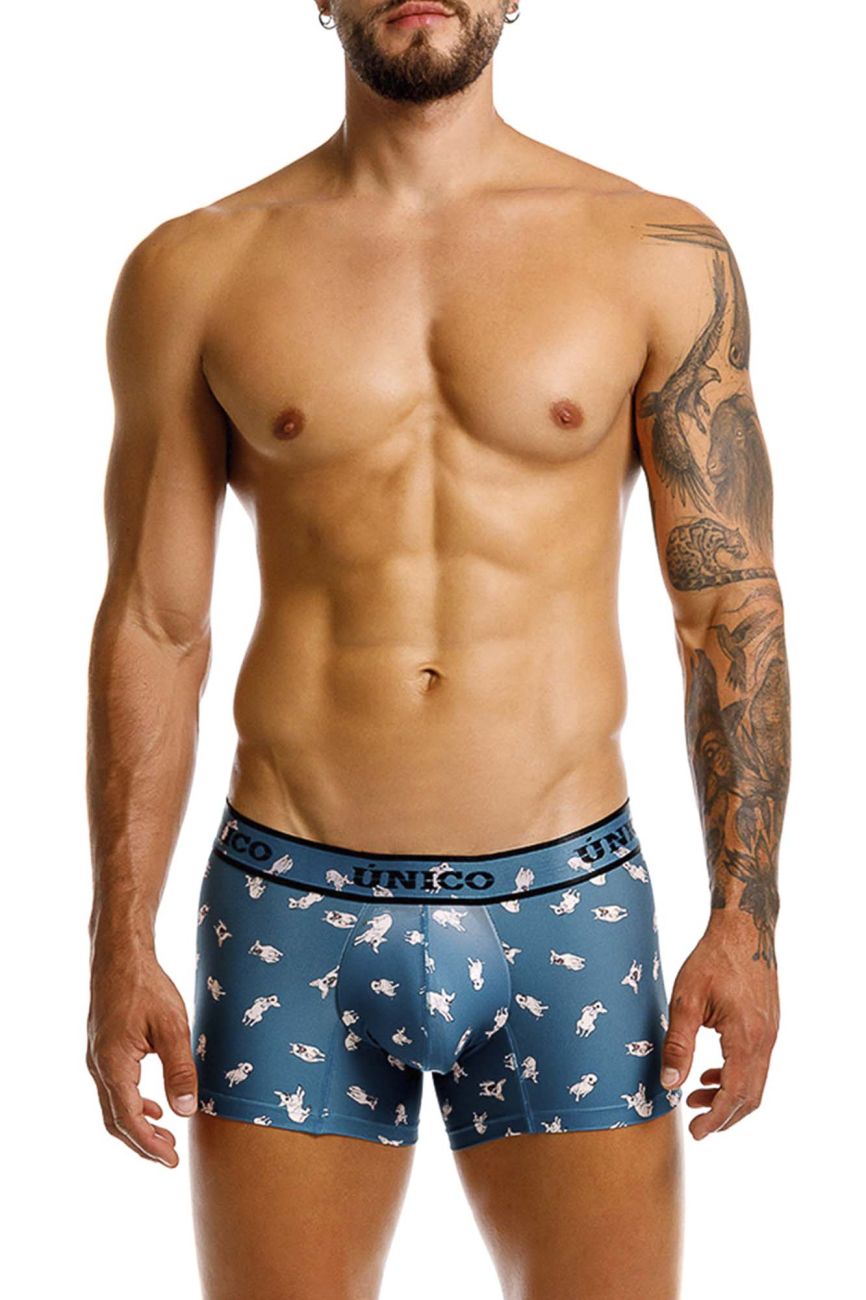 Unico 25060100104 Chihuahua Mens Playful Teal Blue Trunks Plus Sizes