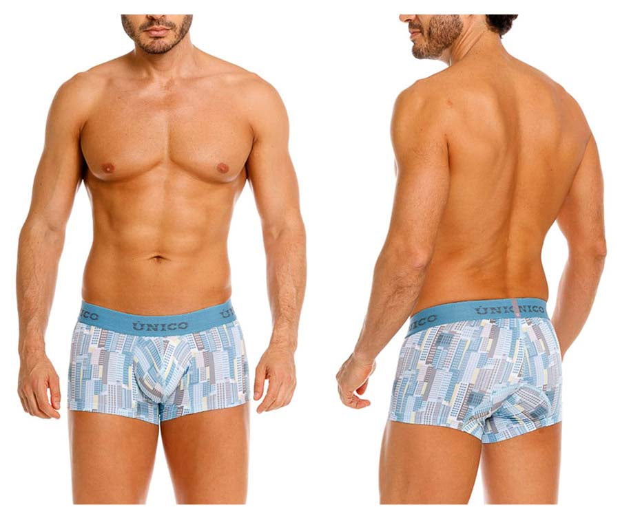 Unico 26020100103 Ocarina Mens Cool Geometric Print Trunks Blue Plus Sizes