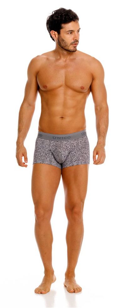 Unico 26020100114 Suede Mens Sleek Micro Print Trunks Gray Plus Sizes