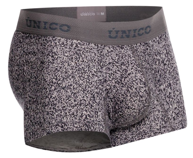 Unico 26020100114 Suede Mens Sleek Micro Print Trunks Gray Plus Sizes