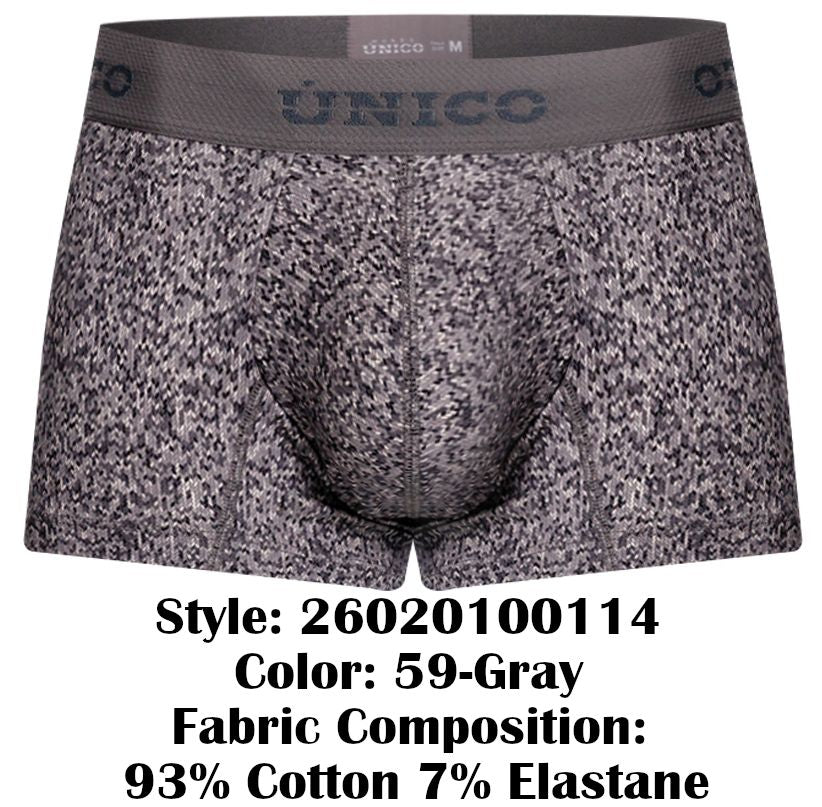 Unico 26020100114 Suede Mens Sleek Micro Print Trunks Gray Plus Sizes