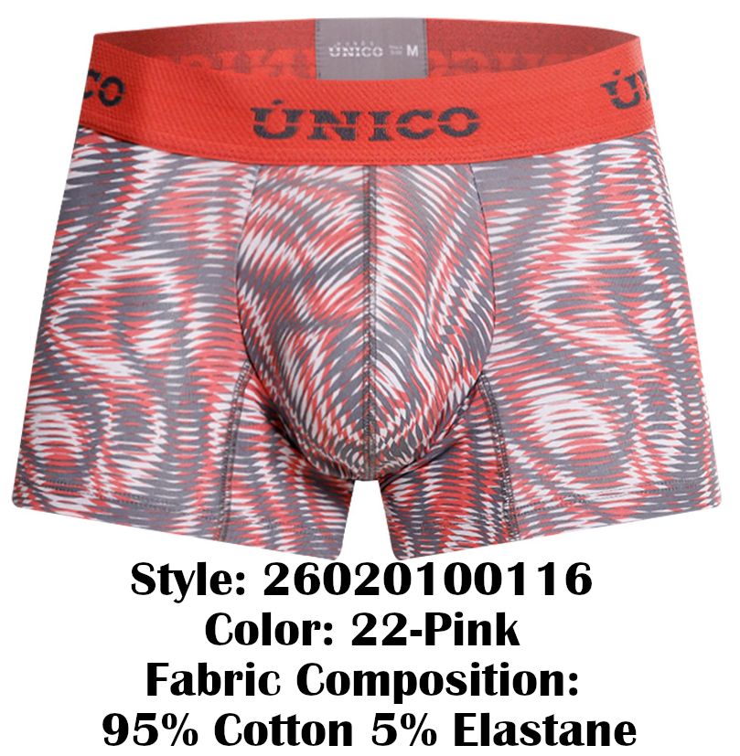 Unico 26020100116 Acanalado Mens Modern Swirl Print Trunks Pink Plus Sizes
