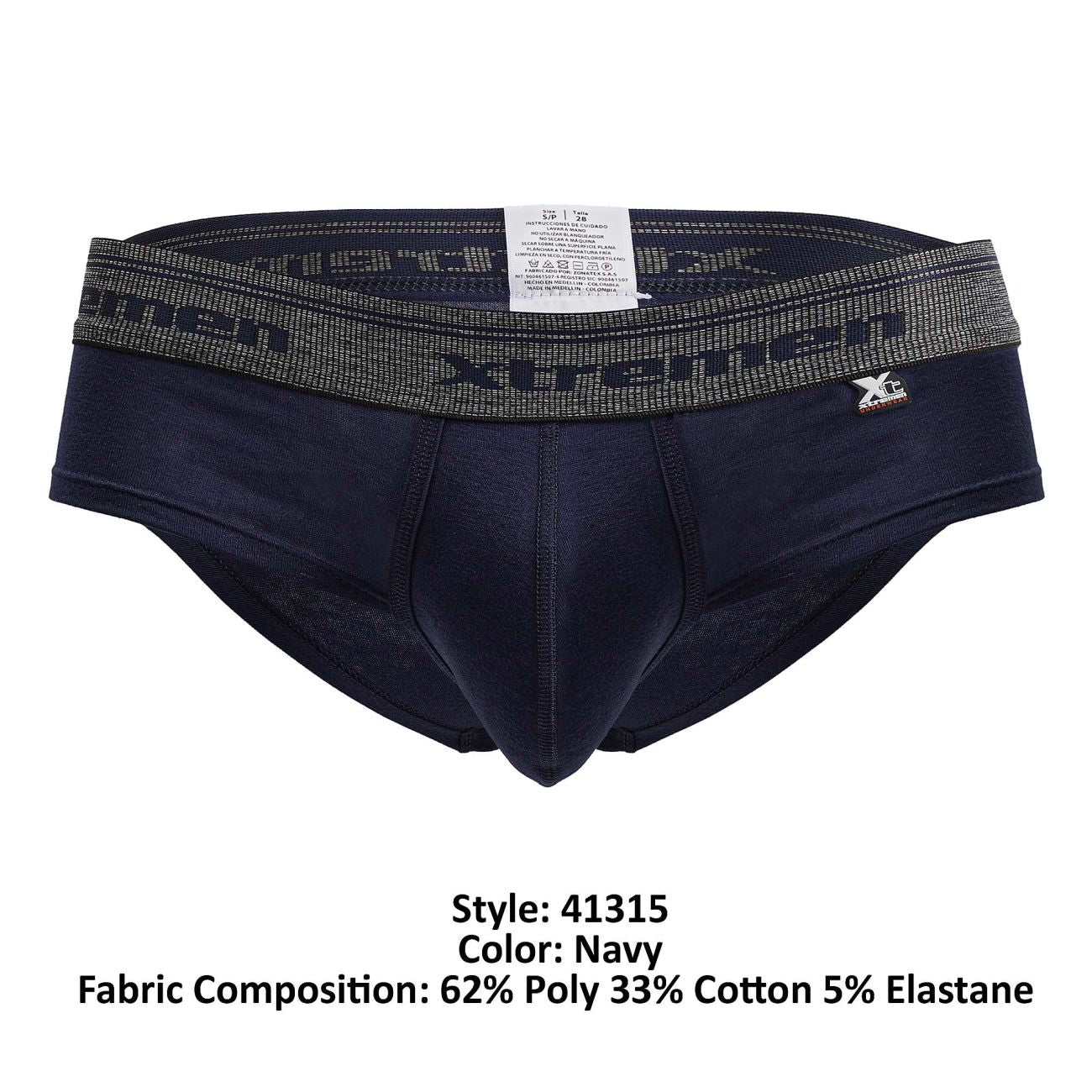 Xtremen 41315 Mens Cotton Blend Wide Side Briefs Navy