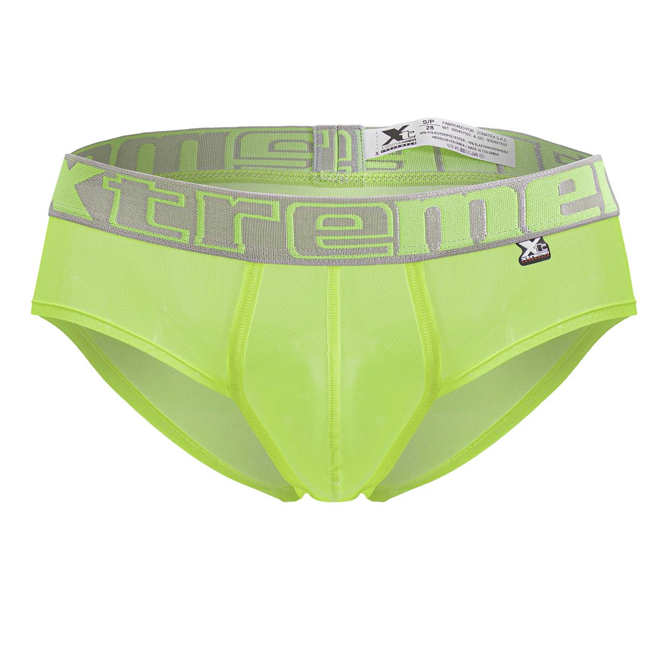 Xtremen 91236 Mens Sheer Microfiber Briefs Neon Green