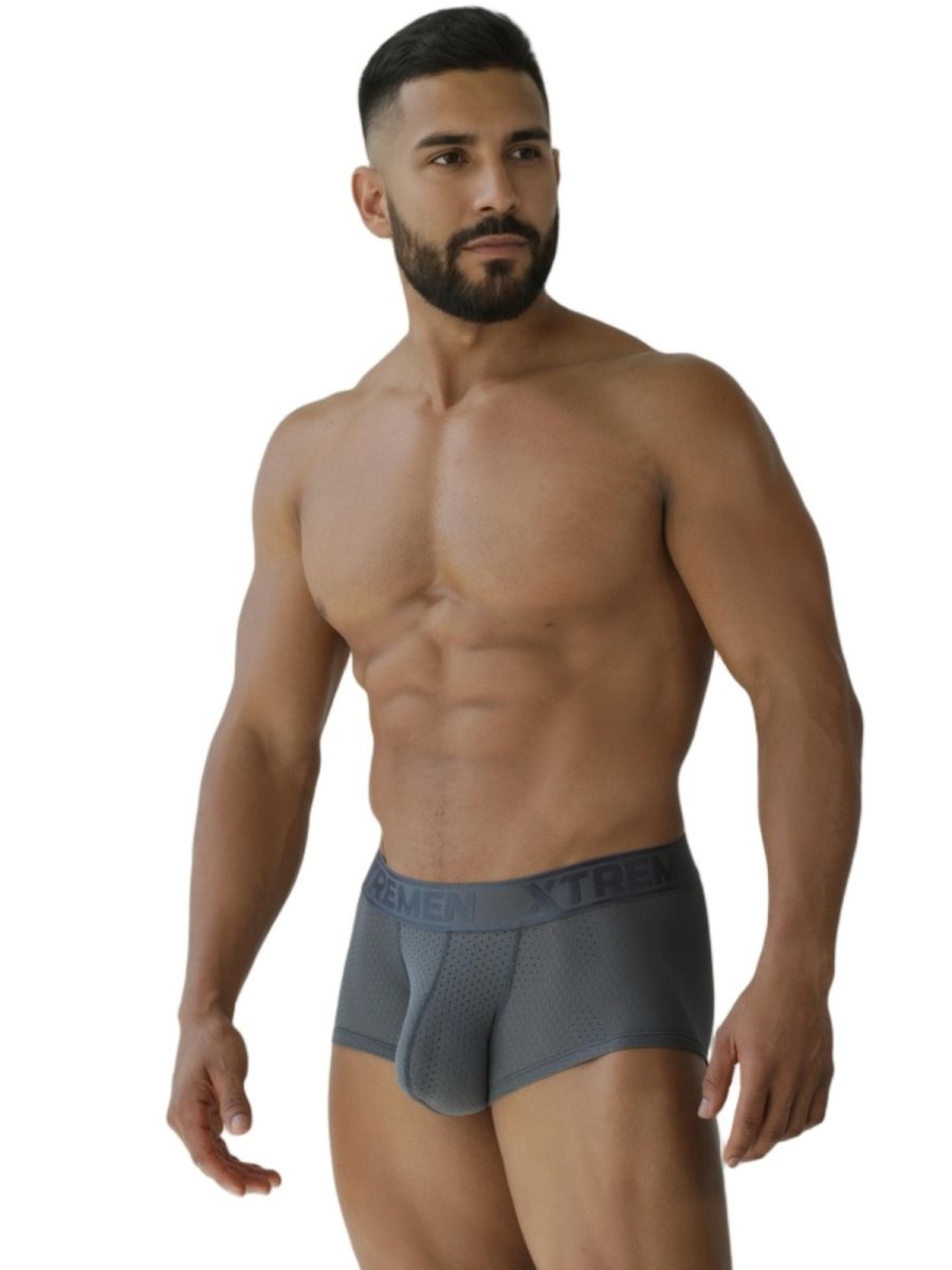 Xtremen 91252 XTREMEN Mens Signature Breathable Modern Trunks Gray